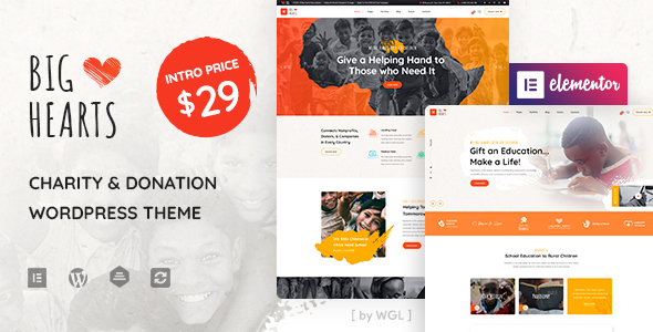 Download BigHearts – Charity & Donation WordPress Theme Nulled 