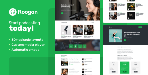 Download Roogan – Personal Podcast WordPress Theme Nulled 