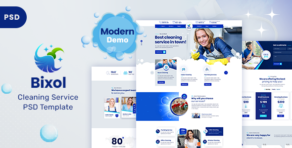 Download Bixol – Cleaning Services PSD Template Nulled 