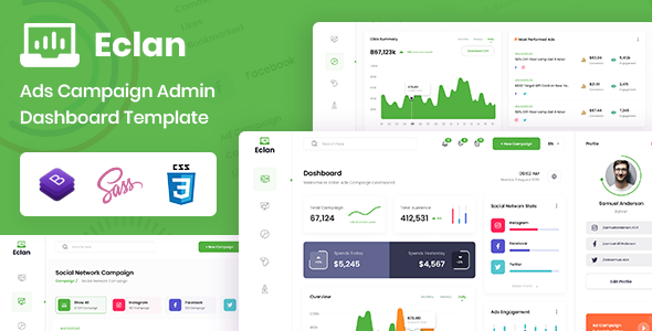 Nulled Eclan – Ads Campaign Admin Dashboard Template free download