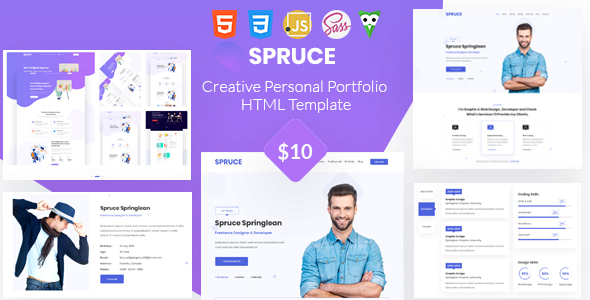 Nulled Spruce – Personal Portfolio and vCard Template free download