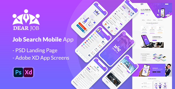 Download Dearjob – Adobe XD mobile application Nulled 