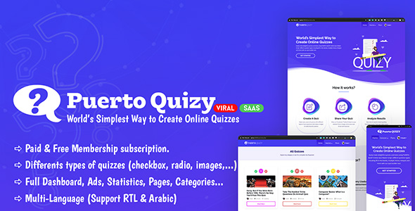 Download Puerto Quizy – Premium Quiz Builder Script SAAS Nulled 