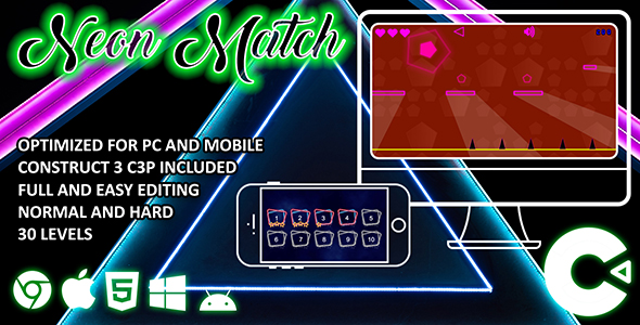 Download Neon Match Construct 3 HTML 5 Game Nulled 