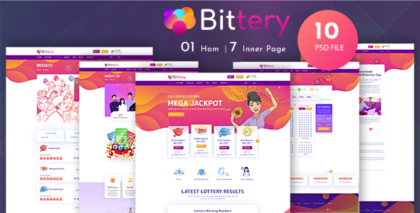 Download Bittery – Online Lotto & Lottery PSD Template Nulled 