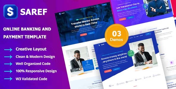 Nulled Saref – Online Banking & Payment Service Template free download