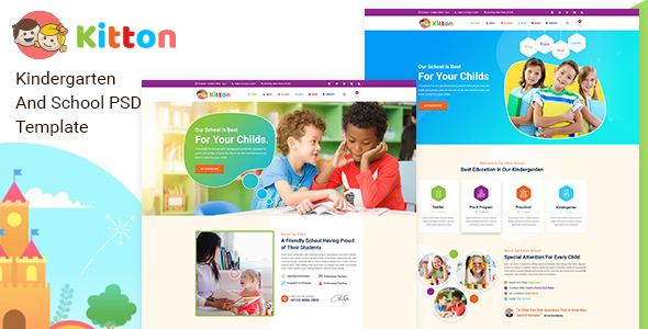 Download Kitton – Kids, Kindergarten And Pre-School PSD Template Nulled 