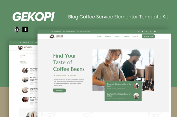 Download Gekopi – Coffee Shop Blog Elementor Template Kit Nulled 