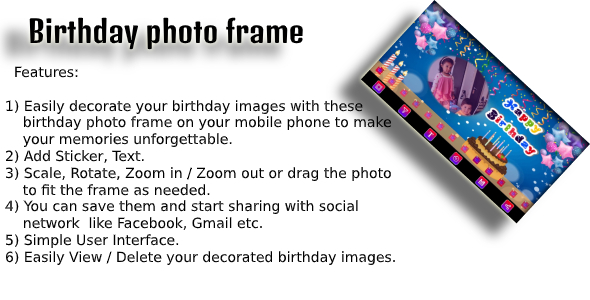 Download Birthday Photo Frame android app code with ad mob Nulled 