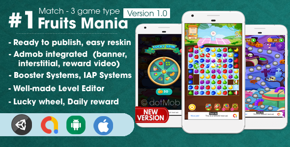 Download Fruit Mania – Match 3 Game Unity Template Nulled 