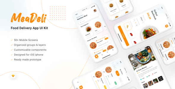Download MeaDeli – Food delivery app UI Kit Nulled 
