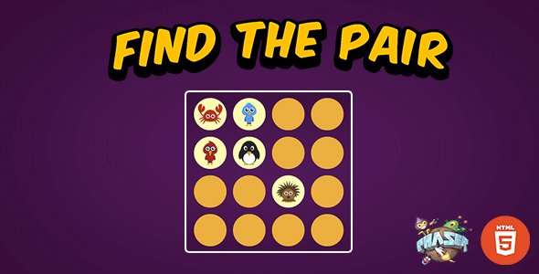 Download Find The Pair – HTML5 Memory Match Game – Phaser 3 Nulled 