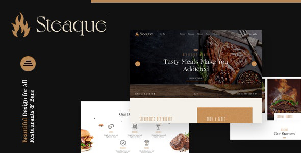 Download Steaque | Steak House and Coctail Bar Joomla Template Nulled 