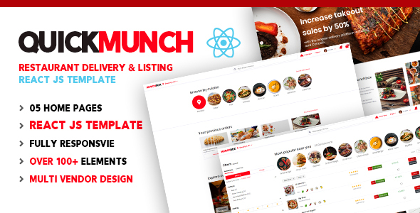 Download Quickmunch | Restaurant Listing React Template Nulled 