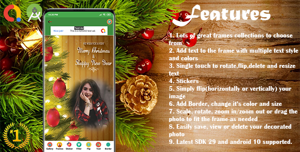Download Christmas photo frame Creator And Android 10 supported Nulled 
