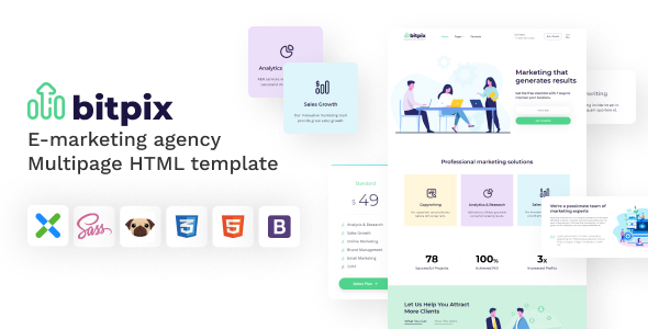 Download Bitpix – HTML5 E-marketing Agency Template Nulled 
