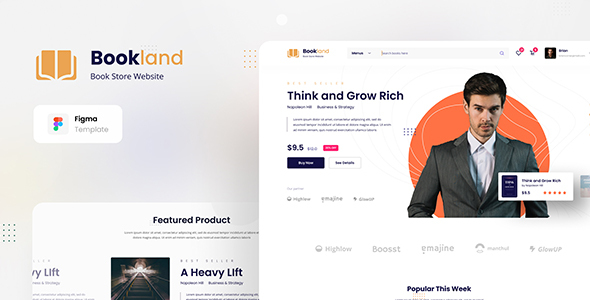 Download Bookland – Book Store Ecommerce Website Figma Template Nulled 
