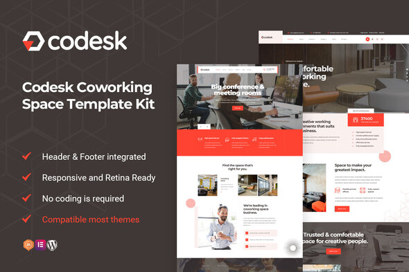 Download Codesk – Coworking Space Elementor Template Kit Nulled 