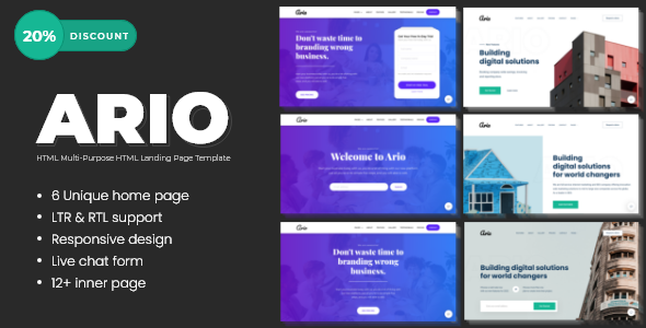 Download Ario – Multi-Purpose HTML Template for Business and Startups Nulled 