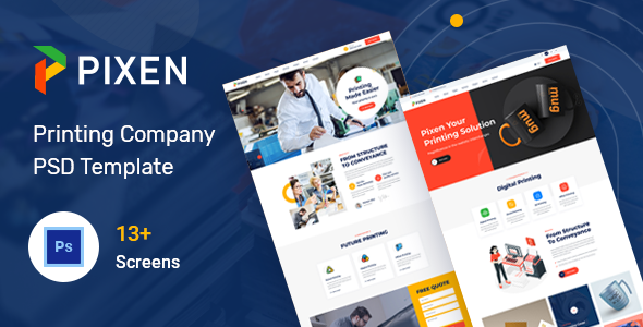 Download Pixen – Printing Services Company PSD Template Nulled 