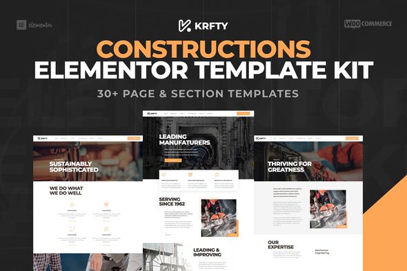 Download KRAFTY – Construction & Industry Elementor Template Kit Nulled 