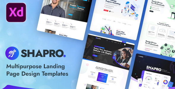 Download Shapro – Multipurpose Landing Page Design XD Templates Nulled 