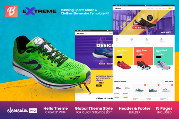 Download Extreme – Running Sports Shoes & Clothes Elementor Template Kit Nulled 