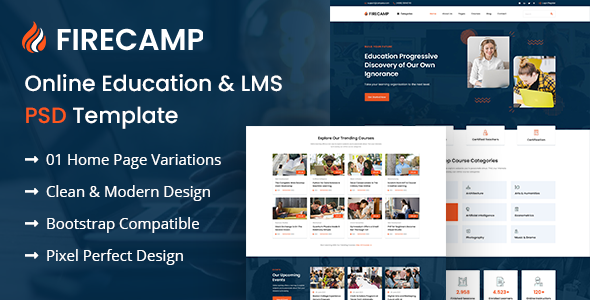 Download Firecamp – Education PSD Template Nulled 