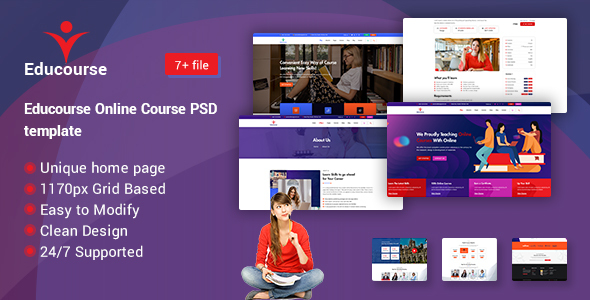Download Edu course Online Course PSD template Nulled 