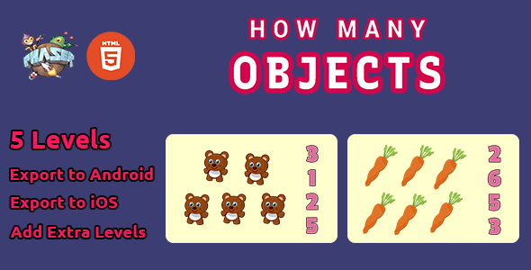 Download How Many Objects – HTML5 Math Counting Game  – Phaser Nulled 