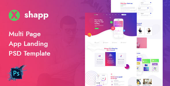 Download Xshapp – Multipage App Landing PSD Template Nulled 