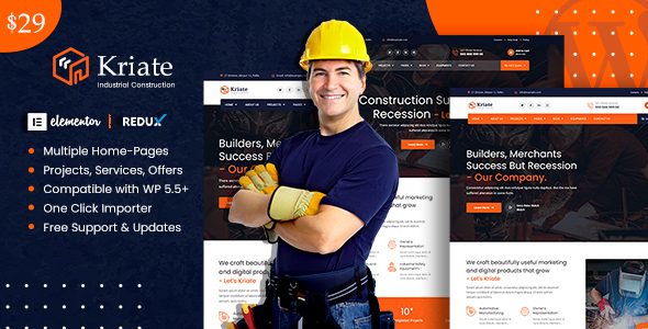 Download Kriate – Industrial Construction WordPress Theme Nulled 