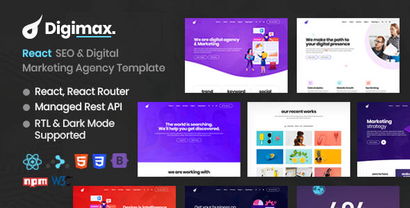 Download React SEO & Digital Marketing Agency Template – Digimax Nulled 