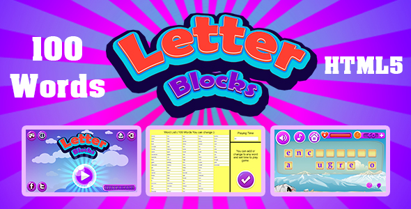 Download Letter Blocks Online Game (HTML5) 100 Words with Database Nulled 