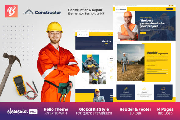 Download Constructor – Construction & Repair Elementor Template Kit Nulled 