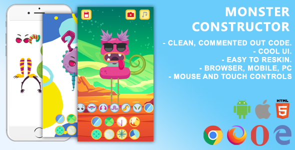 Download Monster Constructor. Mobile, Html5 Game .c3p (Construct 3) Nulled 