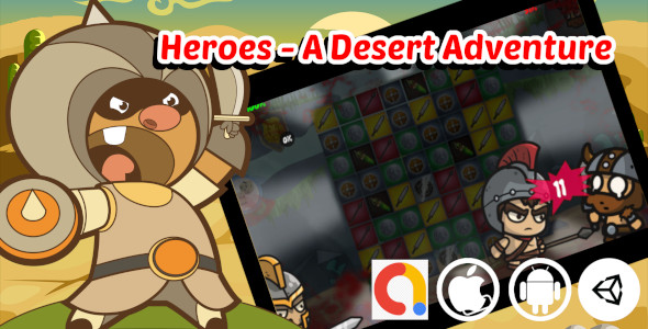 Download Heroes – A Desert Adventure Unity Match 3 Game Project with Admob ad for Android and iOS Nulled 