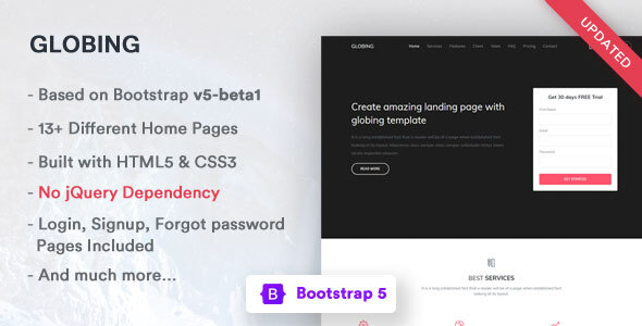 Download Globing – Bootstrap 5 Landing Page Template Nulled 