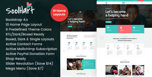 Download SoolHart – Charity NonProfit HTML Template Nulled 