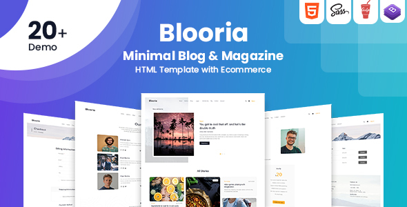 Download Blooria – Professional Minimal and Multipurpose Blog HTML Template with Ecommerce Nulled 