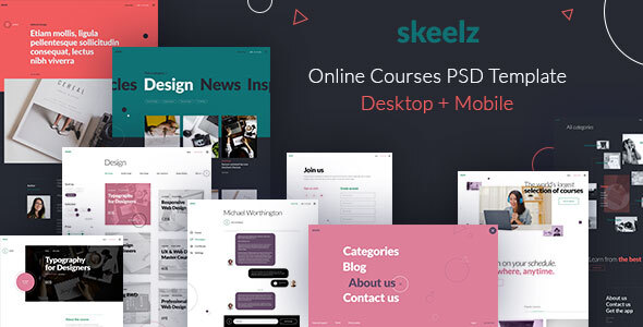 Download Skeelz – Online Courses Service – PSD Template Nulled 