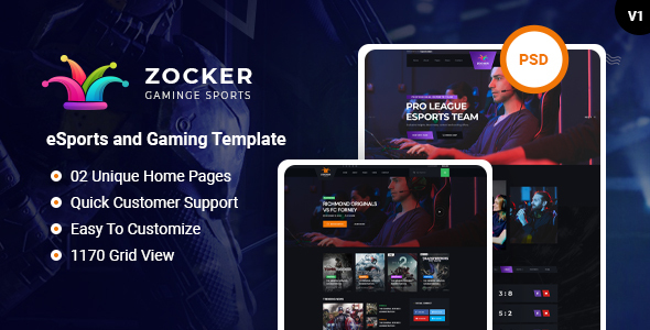 Download Zocker – eSports and Gaming PSD Template Nulled 