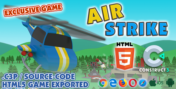 Download Air Strike HTML5 Game (Helicopter Game) – With Construct 3 All Source-code (.c3p) Nulled 