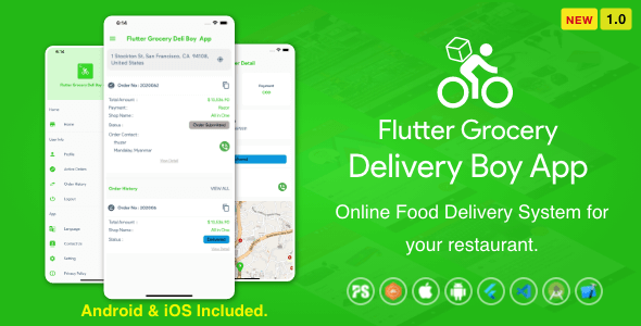 Download Flutter Grocery Delivery Boy App for iOS and Android ( 1.0 ) Nulled 
