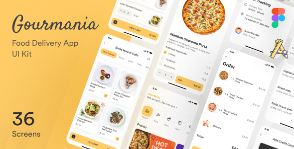 Download Gourmania – Food Delivery App UI Kit Figma Template Nulled 