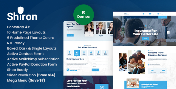 Nulled Shiron – Insurance Finance HTML Template free download
