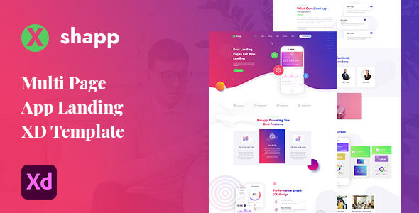 Download Xshapp – Multipage App Landing XD Template Nulled 