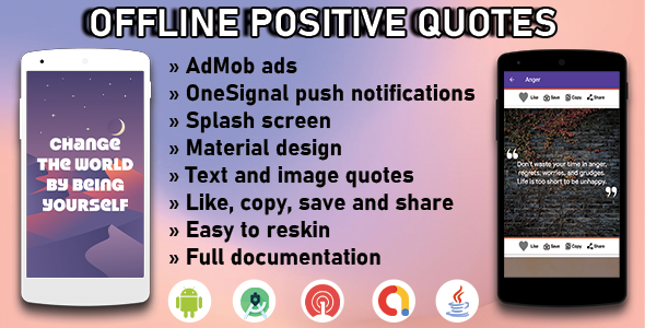 Download Offline positive quotes – Full Android Application with GDPR and Admob Nulled 