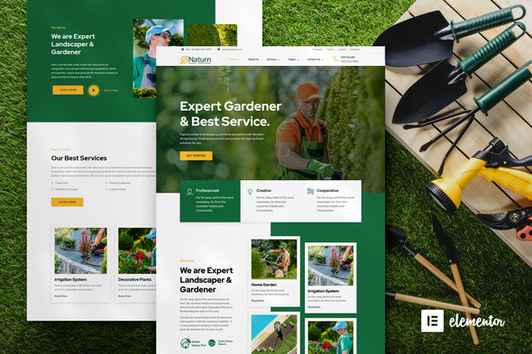 Download Naturn – Landscape & Gardening Elementor Template Kit Nulled 