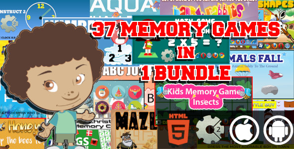 Download 37 Memory Construct 2  HTML5 Games Project With Capx in 1 Bundle | Web –  Android – iOS Nulled 
